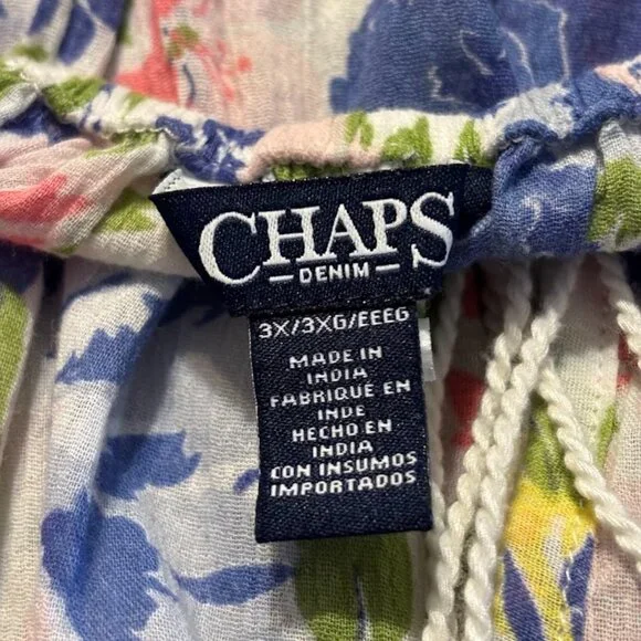 NWOT CHAPS Multi Color 100% Cotton Long Sleeve Blouse - size 3x - Picture 10 of 16